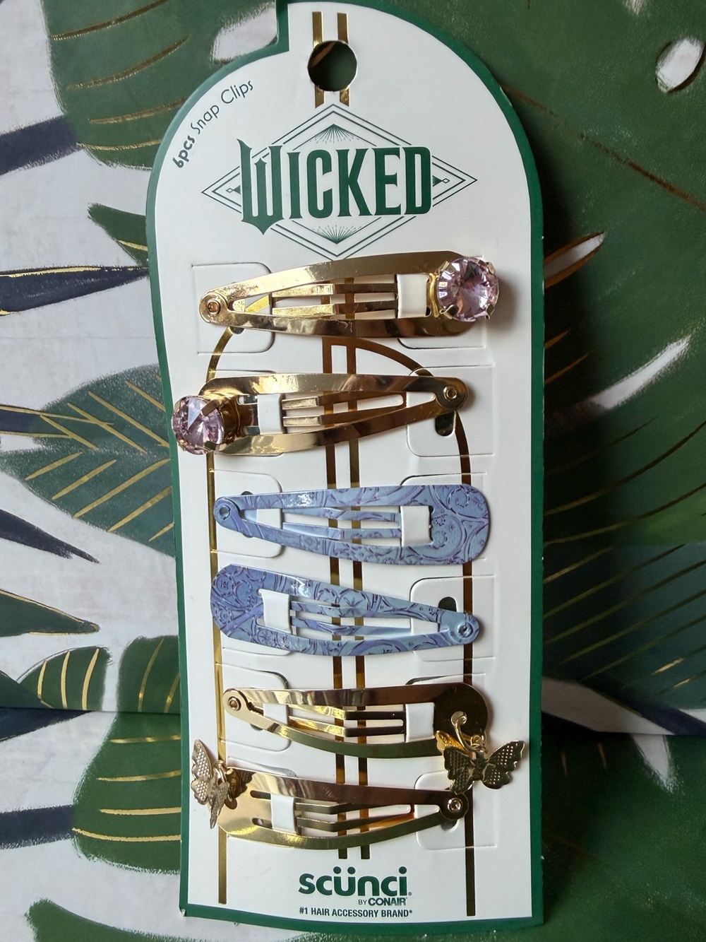 Scünci Wicked Glinda Hair Snap Clips 6 Pc Butterfly Rhinestone Set NWT